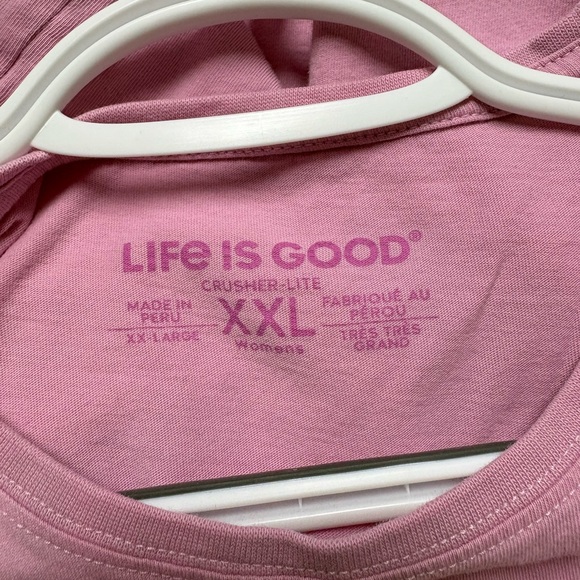 Life Is Good Women’s Short Sleeve Tee - Pink with Floral Print - Picture 3 of 3